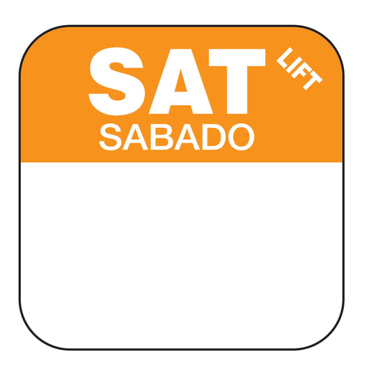 Saturday - Sabado 1" x 1" Durable Day of the Week Date Label