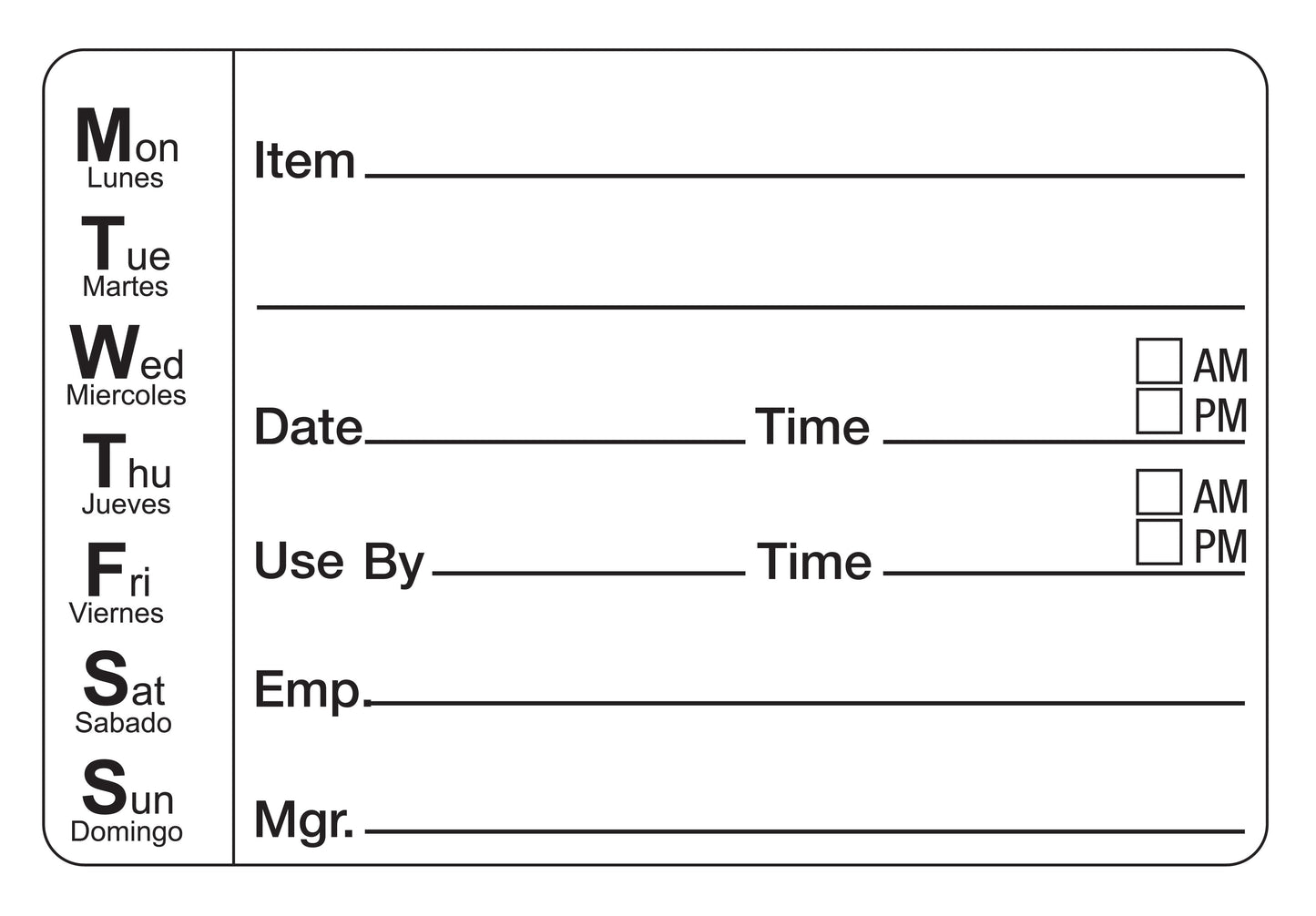 2" x 3" Dissolvable 7 Day Shelf Life Date Label