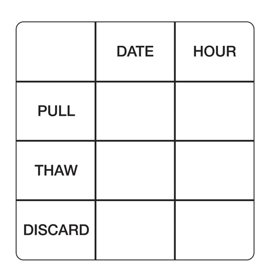 2" x 2" Dissolvable Pull-Thaw Date Label