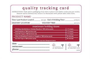 Quality Tracking Card (CFA Custom)