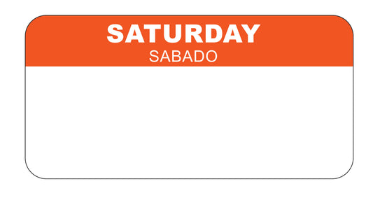 Saturday - Sabado 2" x 1" Removable Day of the Week Date Label