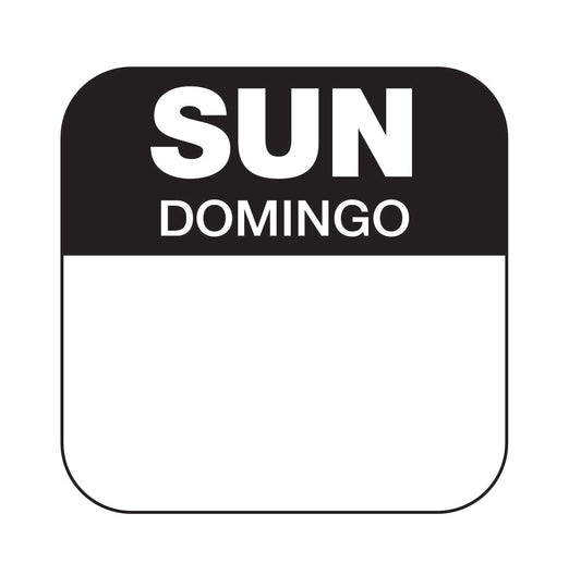 Sunday - Domingo 1" x 1" Removable Day of the Week Date Label