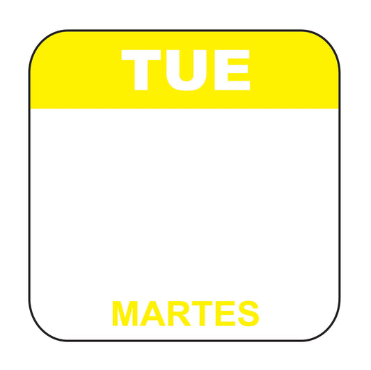 Tuesday - Martes 1" x 1" Dissolvable Date Label